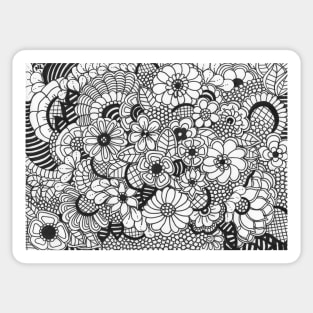 Garden doodle flower black and white Sticker